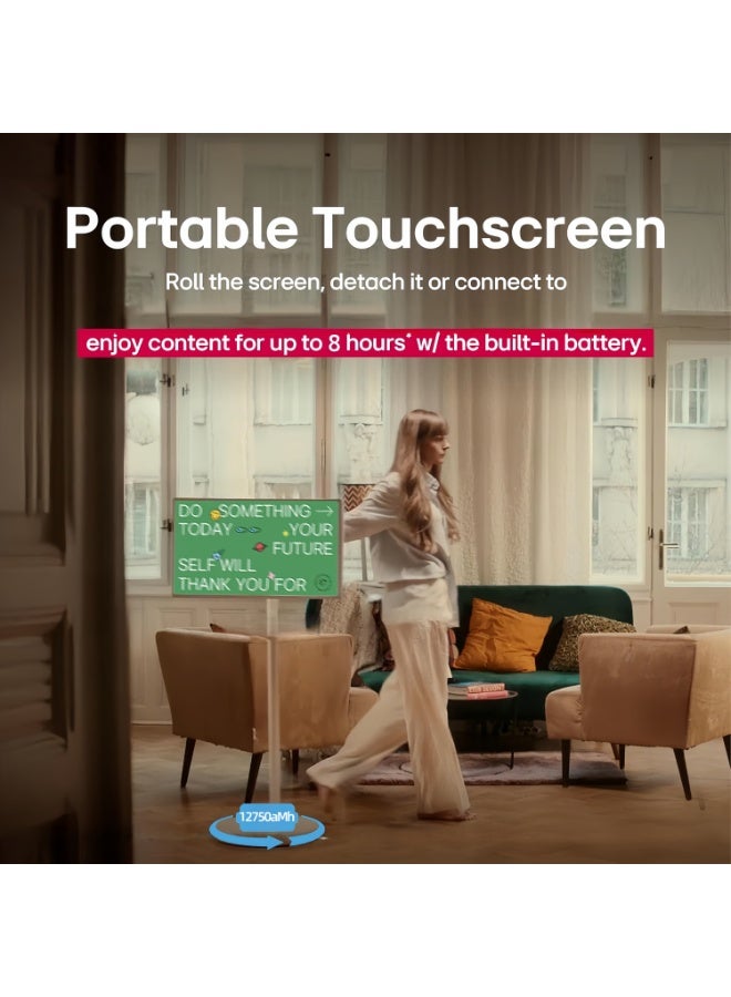 FlashHawk 27 inch 2 In 1 Mobile Portable TV Portable Touch Screen Monitor with Two Stand | Smart Android 13 OS | Build-in 1300W Camera, 12750aMh Battery 8H Video Play Time, Remote Control | 8G RAM+128G Storage - Image 3